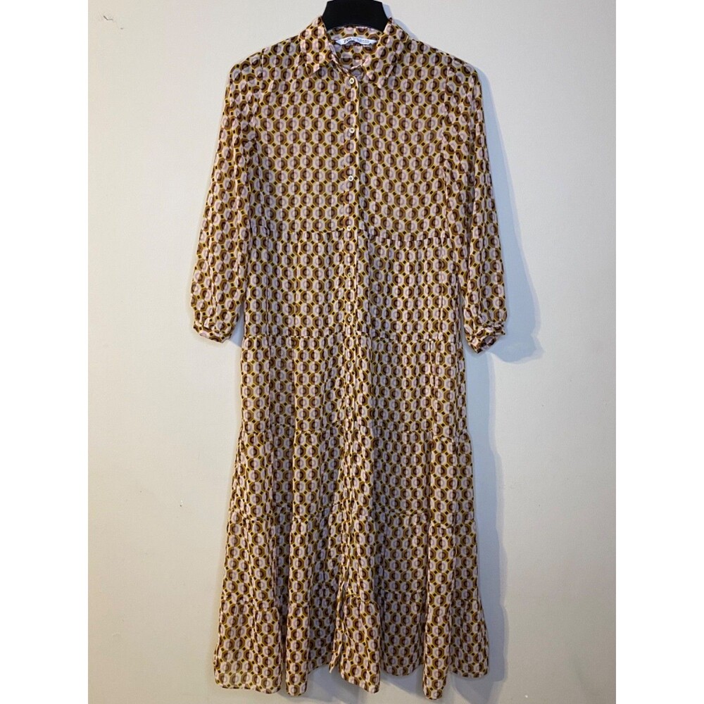 ZARA Women's Multicolor Tiered Button Dress Size XS